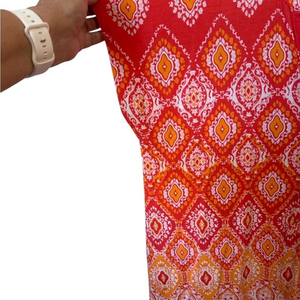 SUMMER  Dana Buchman Orange Print Casual Top   XLARGE    #S - Picture 3 of 7